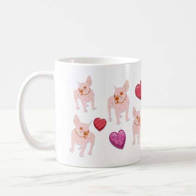 Cute Valentine's Day English Bulldog Lover Gift Coffee Mug (Left)