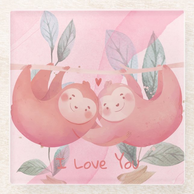 Cute Valentine's Day Glass Coaster (Front)