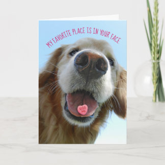 Cute Valentine's Day Golden Retriever Kiss Me Card