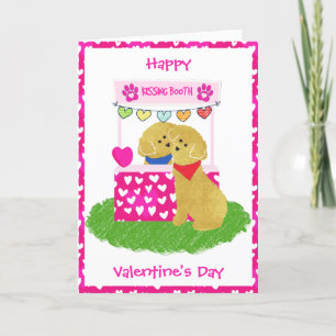 Cute Valentine's Day Goldendoodles Kissing Booth Holiday Card