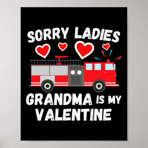 Cute Valentine's Day Grandson Funny Firetruck Kids Poster