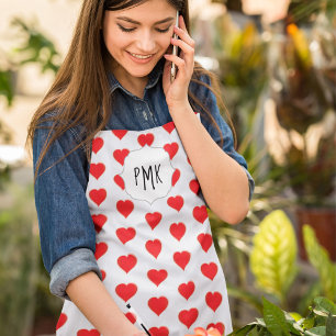 Cute Valentine's Day Heart Personalised Monogram Apron