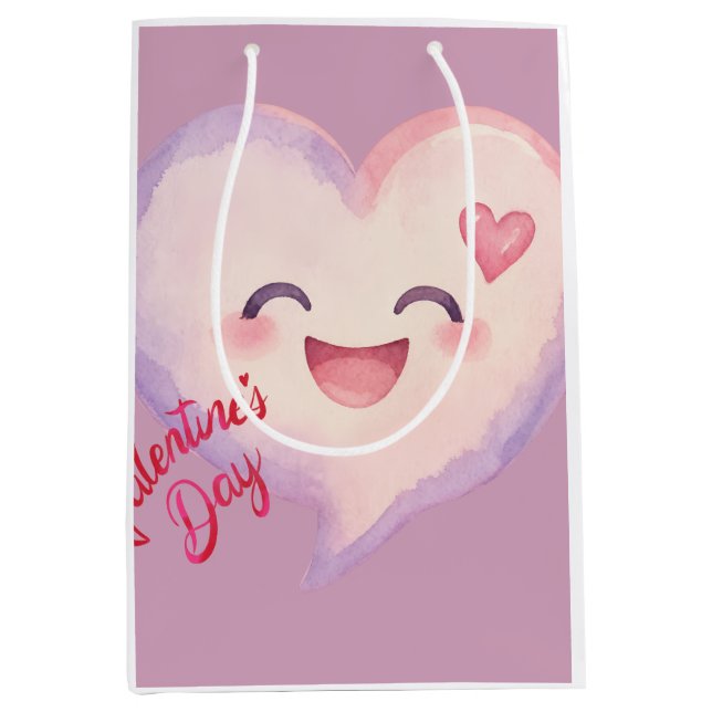 Cute Valentine's Day Heart Wrapping Paper Medium Gift Bag (Front)