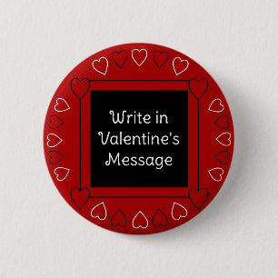 Cute Valentine's Day Hearts Add Message to Red 6 Cm Round Badge