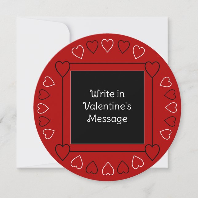 Cute Valentine's Day Hearts Add Message to Red Holiday Card (Front)