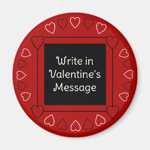Cute Valentine's Day Hearts Add Message to Red Magnet