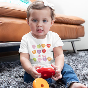 Cute Valentine's Day Hearts Personalised Baby T-Shirt
