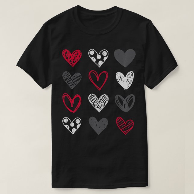 Cute Valentines Day Hearts  T-Shirt (Design Front)