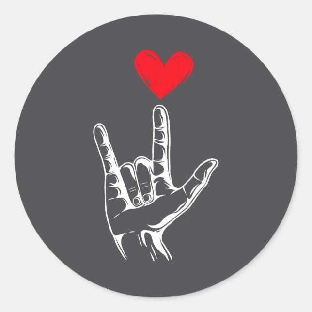 Cute Valentines Day I Love You Hand Sign Language  Classic Round Sticker (Front)