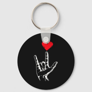Cute Valentines Day I Love You Hand Sign Language Key Ring