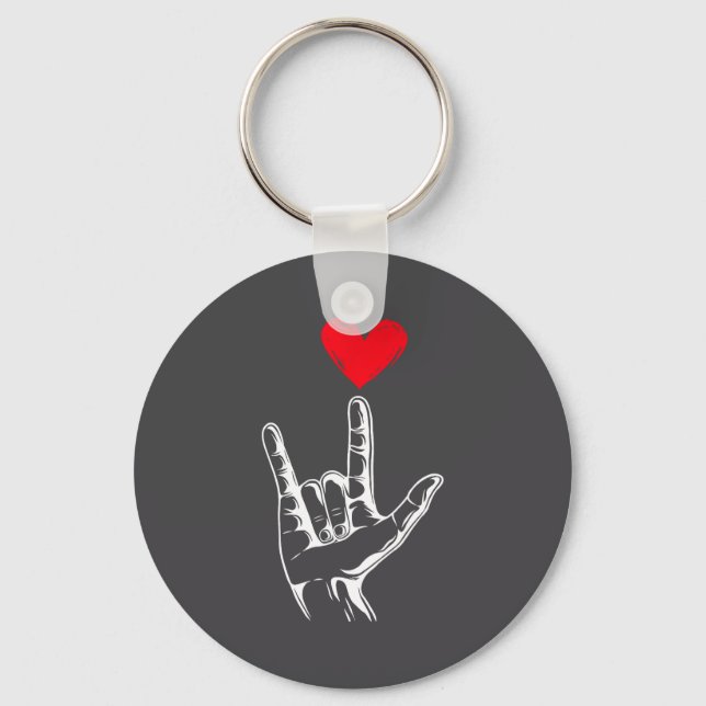 Cute Valentines Day I Love You Hand Sign Language  Key Ring (Front)