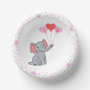 cute Valentine's Day I love you heart Paper Plate