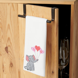 cute Valentine's Day I love you heart Tea Towel