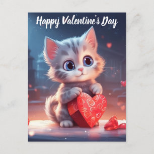 Cute Valentine's Day Kitten Holiday Postcard