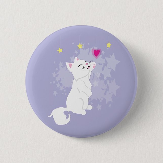 Cute Valentines Day Kitty 6 Cm Round Badge (Front)