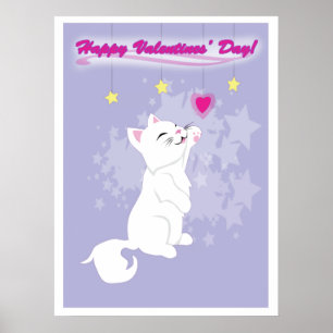 Cute Valentines Day Kitty Poster