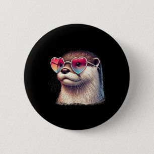 Cute Valentines Day Otter Heart Sungles Women Girl 6 Cm Round Badge