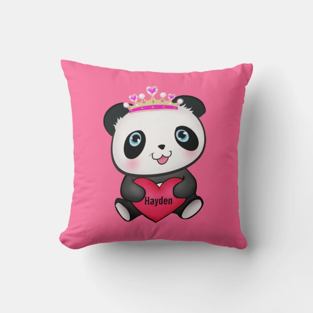 Cute Valentine's Day Panda Gift Pillow for Girls (Front)