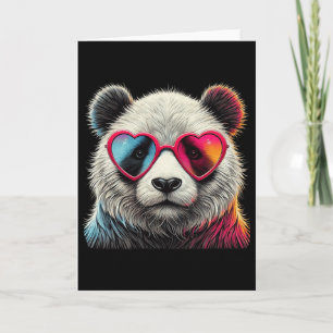 Cute Valentines Day Panda Heart Sungles Boys Girls Card
