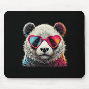 Cute Valentines Day Panda Heart Sungles Boys Girls Mouse Pad