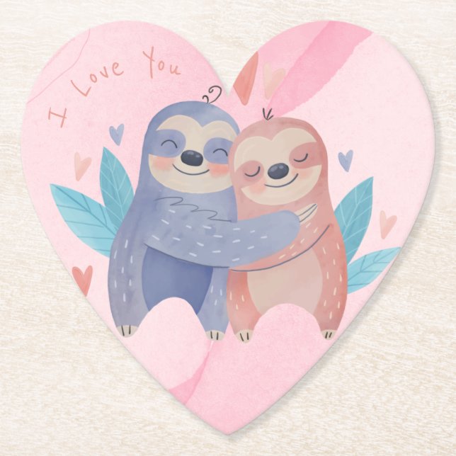 Cute Valentine's Day Paper Coaster (Front)