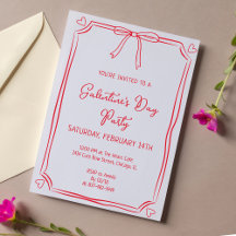 Cute Valentine's Day Party Girly Red Bow Hearts