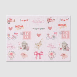 Cute Valentine's Day Pastel Colors Collage Pink  Tissue Paper