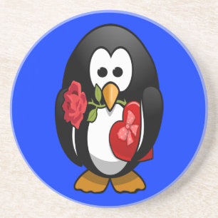 Cute Valentine's Day Penguin Funny Cartoon Coaster