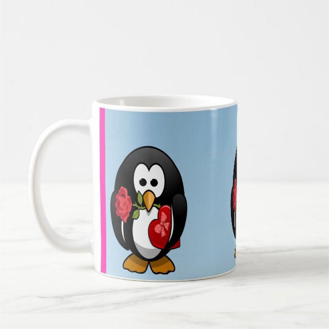 Cute Valentine's Day Penguin Funny Cartoon Coffee Mug (Left)