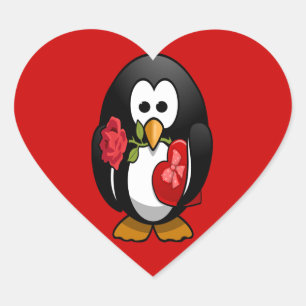 Cute Valentine's Day Penguin Funny Cartoon Heart Sticker