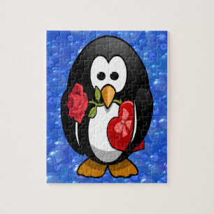 Cute Valentine's Day Penguin Funny Cartoon Jigsaw Puzzle