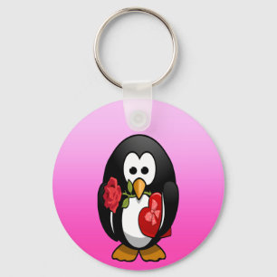 Cute Valentine's Day Penguin Funny Cartoon Key Ring