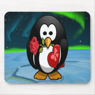 Cute Valentine's Day Penguin Funny Cartoon Mouse Pad