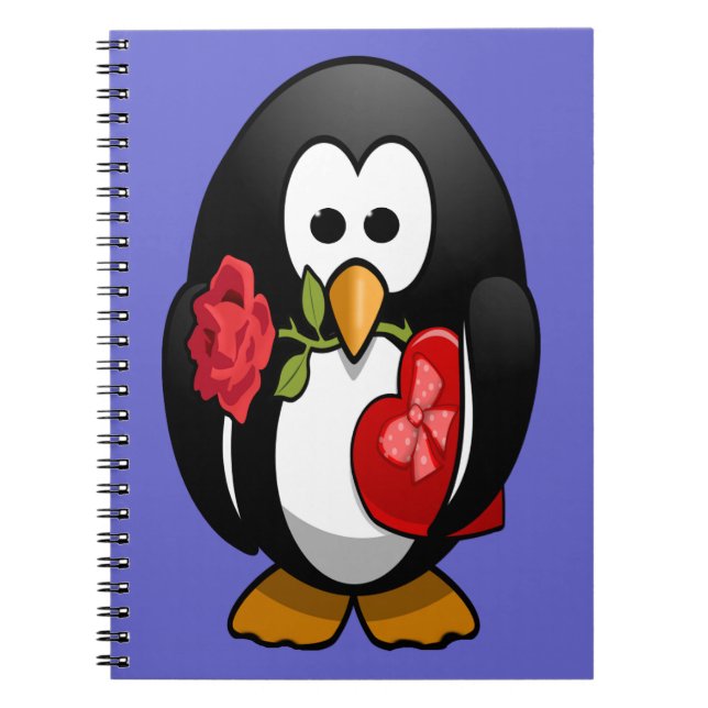 Cute Valentine's Day Penguin Funny Cartoon Notebook (Front)