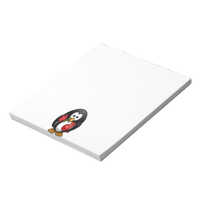 Cute Valentine's Day Penguin Funny Cartoon Notepad (Rotated)