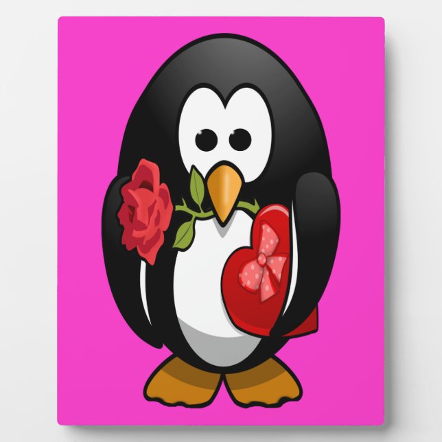 Cute Valentine's Day Penguin Funny Cartoon Plaque (Front)