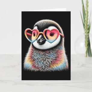 Cute Valentines Day Penguin Heart Sungles Boys Gir Card