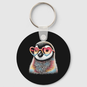 Cute Valentines Day Penguin Heart Sungles Boys Gir Key Ring