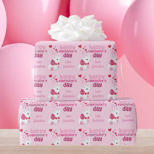 Cute Valentine's Day Personalised Pink Elephant Wrapping Paper