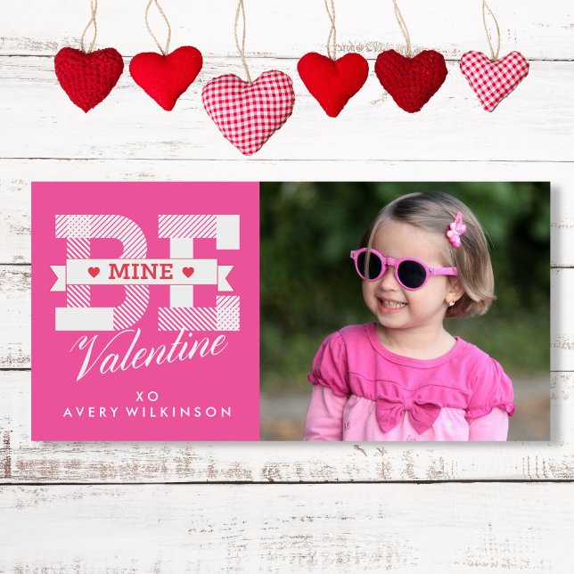 Cute Valentine's Day Photo Card Be Mine Typography (Creator Uploaded)