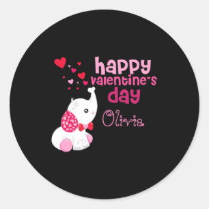 Cute Valentines Day Pink Elephant Custom Kids T Sh Classic Round Sticker