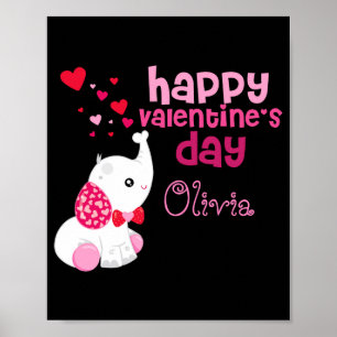 Cute Valentines Day Pink Elephant Custom Kids T Sh Poster