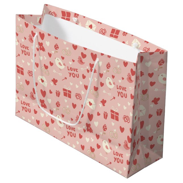 Cute Valentines Day Pink Gift Bag (Front Angled)