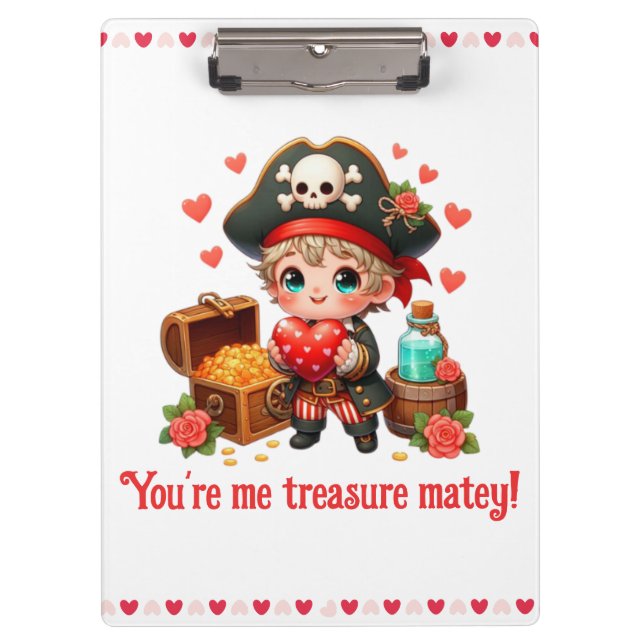 Cute Valentine's day pirate Clipboard (Front)