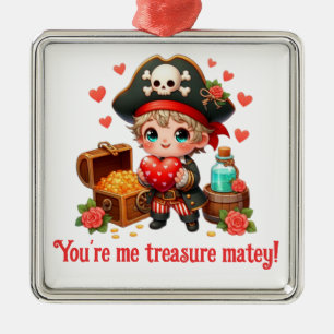 Cute Valentine's day pirate Metal Ornament