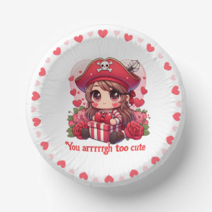 Cute Valentine's day pirate Paper Plate