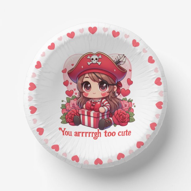 Cute Valentine's day pirate Paper Plate (Front)