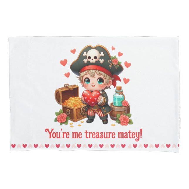 Cute Valentine's day pirate Pillowcase (Front)