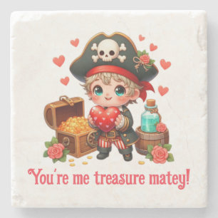 Cute Valentine's day pirate Stone Coaster