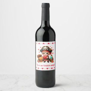 Cute Valentine's day pirate Wine Label